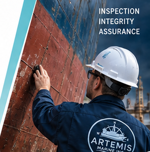 Artemis marine inspector examining a vessel hull